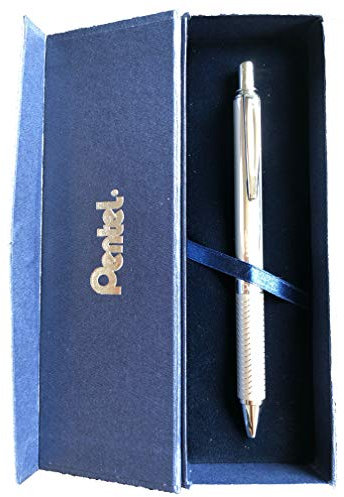 Pentel EnerGel Sterling - flüssiger Gelschreiber - Strichstärke 0,35 mm, Kugeldurchmesser 0,7 mm, Schreibfarbe (Silber, Geschenkbox)