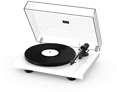 Pro-Ject Debut Carbon EVO, Audiophiler Plattenspieler mit Carbon Tonarm, elektronischer Geschwindigkeitsumschaltung und vormontiertem 2M Red Tonabnehmer (Hochglanz Weiß)
