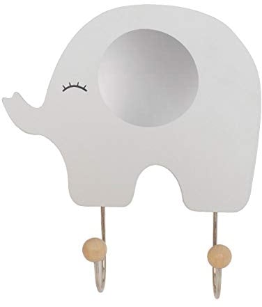 Kindergarderobe Wandhaken Holz Garderobe Elefant grau mit 2 Haken Jabadabado R16044