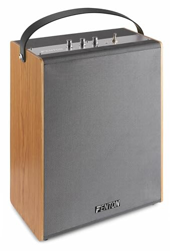 Fenton VBS80 Portable Retro Bluetooth Speaker with Rechargeable Battery, Aux Input - 8 40W Wood Finish