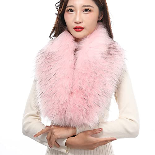 YXCFEWD Damen Pelzkragen Schals Kalter Pelz Schal für Frauen Halswärmer Winter (Rosa)