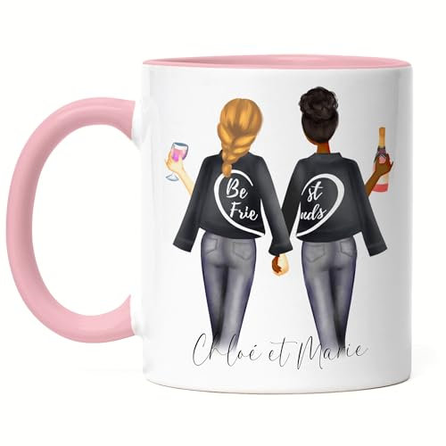 Kiddle-Design Meilleures amies Tasse Rose Personnalisée Meilleure amie Nom Cadeau Amie Tasse à café