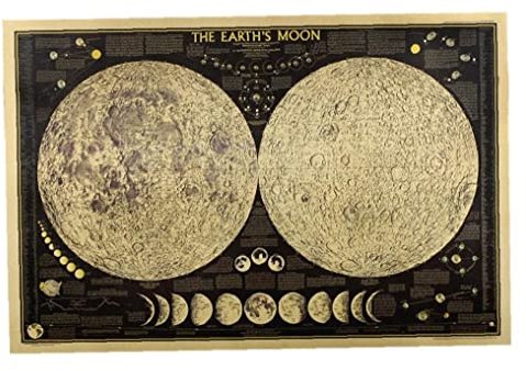 Danlai Retro Phase des Mondes Kraft Poster Wohnzimmer Schlafzimmer Abnehmbare Wandbilder Große Vintage Poster Wand Wohnkultur