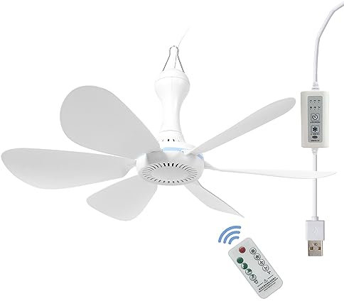 Mini ventilatore da soffitto USB, silenzioso, per campeggio, camper, emergenze, portatile, da appendere, per gazebo, dormitorio, silenzioso, per tende, escursioni, interruzioni della casa, con