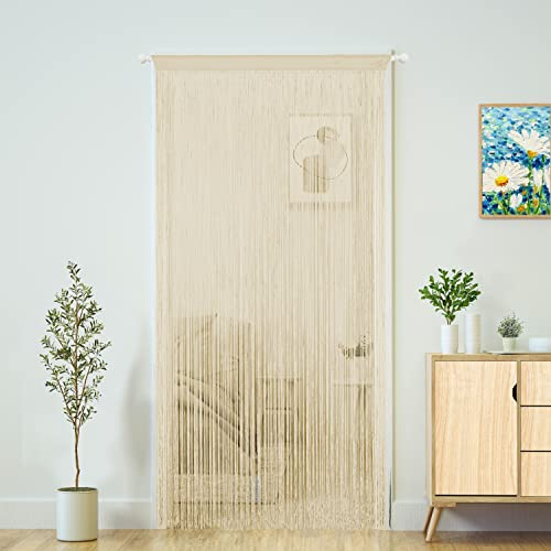 Fadenvorhang, Türvorhänge, Schlafzimmer-Dekor, Küchenschrank, Wohnzimmer, Wäsche, Fransen, Flur, Quaste, Trennwand, Boho, Hippie, zum Aufhängen für Hochzeit, Party (100 x 200 cm, MidChampagner)