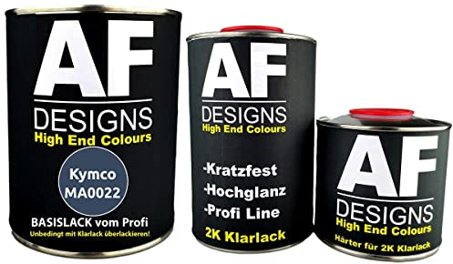 Alex Flittner Designs 2,5L Basislack Set für Kymco MA0022 Dark Blue Metallic Klarlack Härter Motorradlack spritzfertig