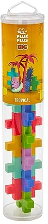 PLUS PLUS - Tube de 15 pièces BIG de Couleurs Tropical - Jeu de Construction - PP3431
