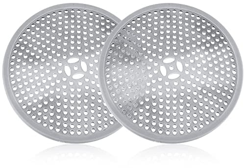 2PCS Shower Drain Protector Mesh Stainless Steel Shower Drain Hair Trap Shower Drain Cover Chrome Replacement Drain Filter Shower Sink Hair Catcher Indoor Drain Guards for Bathroom, Kitchen, Floor