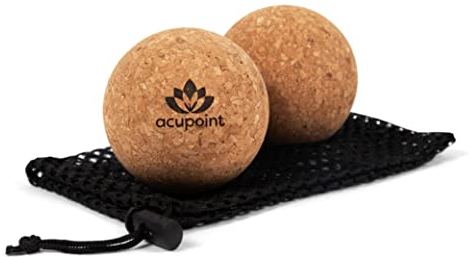 Acupoint Physical Therapy Massage Balls - Ideal for: Yoga, Deep Tissue Massage, Trigger Point Therapy and Self Myofascial Release Physical Therapy Equipment (Cork)