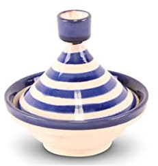 Tajine mini bleu avec motif zèbre | Safaary
