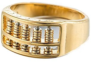 Aotiwe Herren Ring, Eheringe Einzeln Goldener Abakusring Breit 9mm Edelstahl Größe 62 (19.7) Geschenk Opa Geburtstag