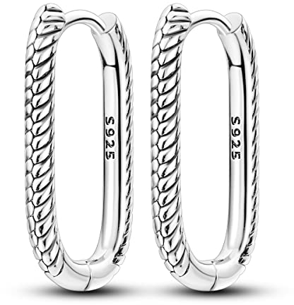NARMO U-förmige Hoop Ohrringe für Frauen - 925 Sterling Silber Serpentine Streifen Einfache U-förmige Ohrringe