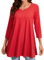 Enmain Red Tunic Top for Women Causal Long Sleeve Longline Blouse Swing Tunic Top Loose Blouse T Shirt Round Neck Stretch Comfortable Holiday 3XL