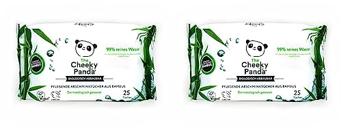 Der freche Panda – Gesichtstücher, ohne Duft | Packung mit 25 Tüchern | Make-up-Entferner, hypoallergen, umweltfreundlich, superweich, hautfreundlich & nachhaltig (Packung mit 2)