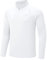 donhobo Herren 1/4 Zip Sportliches Longsleeve T-Shirt Schnelltrocknedes Langarmshirt Rashguard Shirt Trainingsshirt, Weiß, L