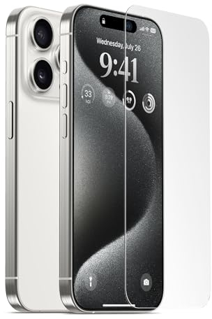 elago Protecteur d'écran en Verre Trempé+ Compatible avec iPhone 15 Pro Max, Dureté Surface 9H, Anti-Empreintes Digitales, Incassable, Protection Contre Rayures, Clarté Cristalline, Sans Bulles