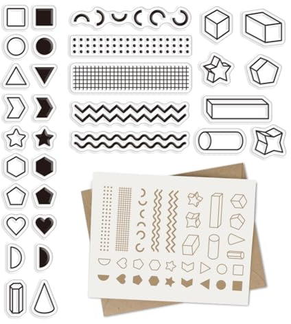 craspire Mathematik-Stempel, Geometrisch, Transparent, Herz, Sternform, Vintage, Transparent, Silikon-Siegel, Stempel Für Journaling, Kartenherstellung, DIY, Scrapbooking, Handgefertigtes Fotoalbum