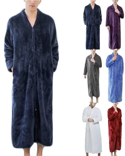 Zeiayuas Dressing Gown Men Women Full Zip Robes Super Soft Big and Tall Full Length Plush Fleece Long Robe Warm Cosy Loungewear Nightwear Bathrobe Shawl Collar Warm Winter House Robes