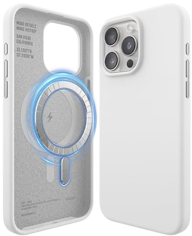 elago Magnetische Silikonhülle Kompatibel mit iPhone 15 Pro Max Hülle, Kompatibel mit MagSafe Alles Zubehör, Integrierte Magnet, Premium Silikon, Ganzkörper Schutzhülle [5 Lagige Struktur] (Weiß)