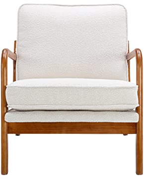 SUPPNEED LoungeSessel, Mid Century Modern Accent Chair, Modern Einzelsofa,Polstersessel ,Holzrahmen Sessel für Wohnzimmer, Schlafzimmer (Beige)