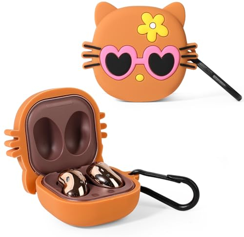 Case for Samsung Galaxy Buds2 Pro (2022), Galaxy Buds 2 (2021), Galaxy Buds Pro (2021), Galaxy Buds Live (2020), XMBYGY Silicone Cover with Keychain for Galaxy Buds Earbuds (KTcat)