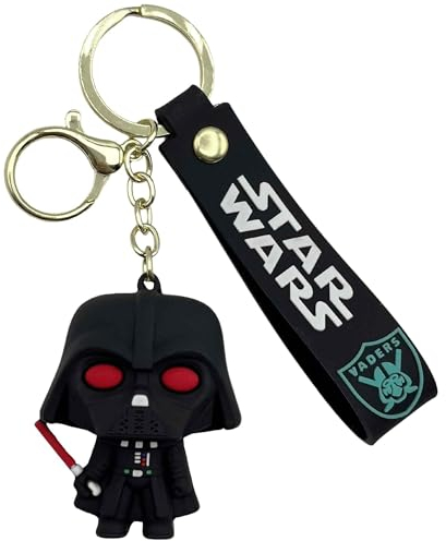 AUTOZOCO Porte-clés Dark Vador, porte-clés Star Wars, porte-clés dessin animé, pendentif Dark Vador, porte-clés Dark Vador, porte-clés compatible avec Star Wars, longueur 5,5 cm, silicone, Noir