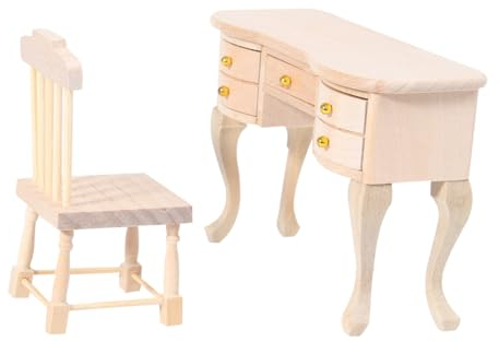 BESTonZON 1 Satz Puppenhaus Simulation Schreibtisch Stuhl Modell 1:12 Stuhl-Schreibtisch-Dekor Mini-Schreibtischstuhl für zu Hause kinderzimmermöbel kinderzimmer Spielzeug Modelle Ornament