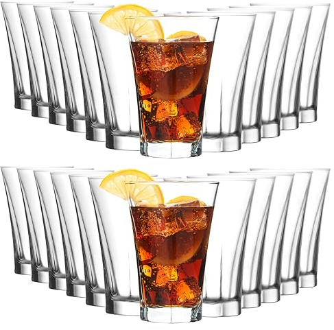 KIAPPO Trinkgläser Set 350 ml - 24 Stück Modern Gläser - Modern Wassergläser - Sektgläser - Saftgläser - Dessertgläser - Spuelmaschinenfest - 132 x 90 mm