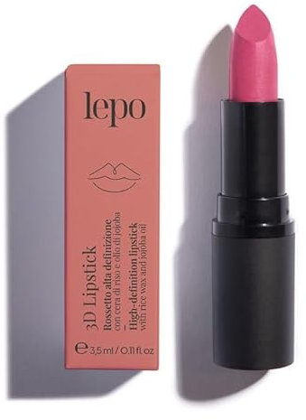 LEPO | 3D Lipstick, Rossetto Alta Definizione N. 106 Ciclamino, con Cera di Riso e Olio di Jojoba, Colore Intenso e Idratazione Perfetta per Labbra dall'Aspetto Tridimensionale
