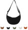 Cord Crossbody Bag für Damen, Cord Halbmond Tasche Umhängetasche Crossbody Moon Bag Hobo Halfmoon Bag Cord Schultertsche für Arbeit Einkaufen Schule Arbeit Shopping (Schwarz)