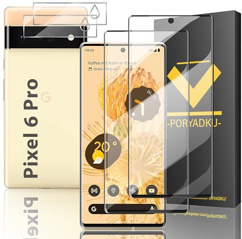 HOMEMO 2+2 Pièces Verre Trempé pour Google Pixel 6 Pro (2 Pièces)+ Caméra Protecteur(2 Pièces), Sans Bulle, Ultra HD, 9H Dureté, 3D Couverture Complète Protection Écran pour Google Pixel 6 Pro 5G
