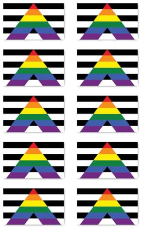 Aufkleber: 50x30 mm, 10 Stück - Flagge - Straight Ally Pride - LGBTQ - für Auto, Laptop und mehr