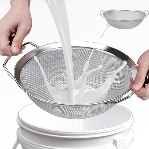 Weppduk Fine Mesh Screen,60 Mesh Stainless Steel Round Sifter - Paint Bucket Filter Tool, Emulsion Honey Strainer and Funnel Filter with Handle for Paint, Glaze