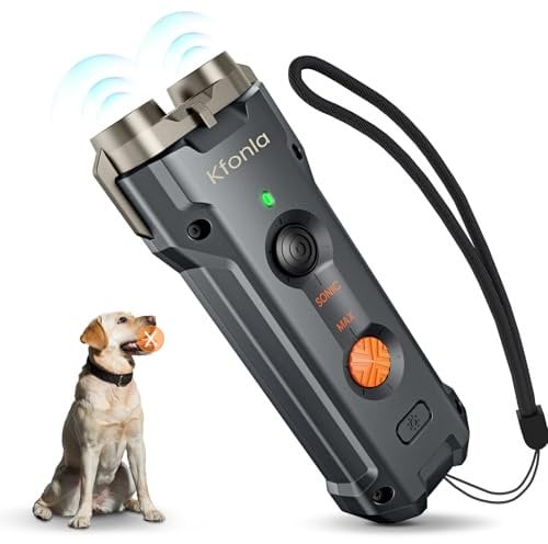 Kfonla Antibell für Hunde,Anti Bell Halsband für Hunde mit Taschenlampe,Aufladbares Anti Bell Gerät Hunde, Geeignet für Verschiedene Hundearten,Antibell Ultraschall Gerät für Innen-und Außenbereiche