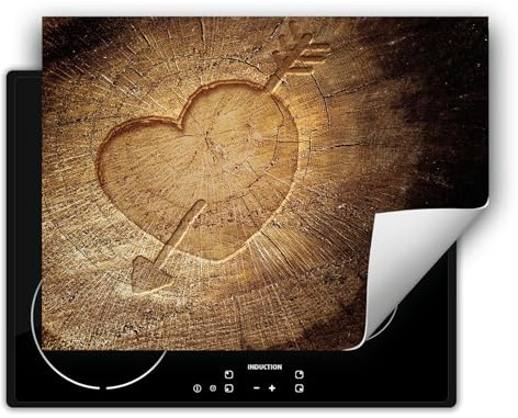 TMK ArtDeko Herdabdeckplatte Einteilig Küche Ceranfeld Abdeckplatte Cerankochfeld Abdeckung Induktionskochfeld Schutzmatte 80x52 cm - Braun Holz