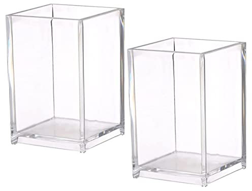EXCEART 1 Jeu Stockage Acrylique Fournitures De Bureau Pour Le Bureau Porte-stylo De Bureau Porte-pinceau De Maquillage Transparent Porte-stylo Transparent Acrylique Pp 2 Pièces