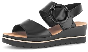Gabor Damen Sandaletten, Frauen Sandalen,Best Fitting,bequem,flach,Sommerschuhe,Freizeitschuhe,offene Schuhe,schwarz (So.schw.),40.5 EU / 7 UK