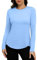 PINSPARK Sport Tshirt Damen Langarm Sport T Shirt UPF 50+ Schnelltrocknend Uv-Schutz Shirt Lässig Workout Laufen Yoga Top Winter Rashguards Wanderoberteile Blau XL