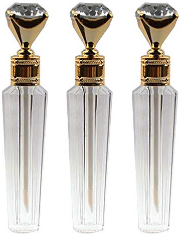 3 Stück Diamond Cap Leere Klar Lipgloss Tuben Lippenbalsam Flasche 5 ml klar