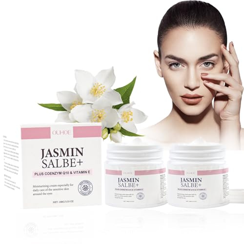2 Stück Jasmin Salbe Augen 100g, Aktiv Jasminsalbe Plus von Augenringen,Augenermüdung und-Schwellung Sowie Schlaffen Augenlidern, Augenpflege für Frauen & Männer (2)
