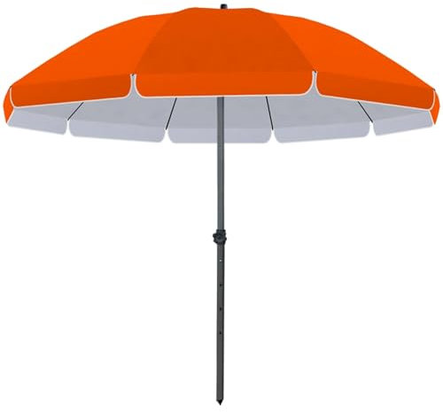 Parasol Rond D'extérieur de 260 cm, Parasol de Marché Réglable en Hauteur avec 8 Baleines Robustes pour Jardins, Pelouses et Piscines(Orange)