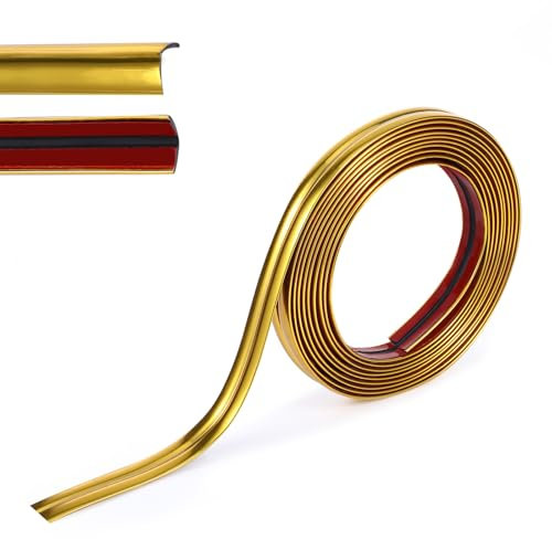 5m Weichsockelleiste Selbstklebend, PVC Kantenschutz Selbstklebend, Gold Kantenschutz Wand, Zierleisten für Wand, Decke, Boden, Schränke, Fliesen, Spiegel, Kanten