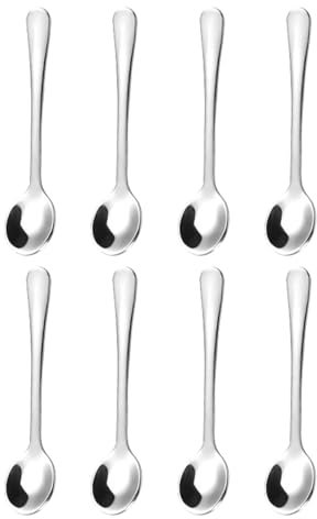 ZUWIJEQ 8 Pcs Cuillere a Cafe, Petite Cuillère à Café, Mini Cuillere Verrine, Petite Cuillere à Dessert, Mini Cuillere à Condiments pour Pots à Épices, Mini Cuillères à Épices pour Sel, Sucre, Épices