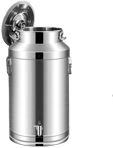 JFBLSD 304 Stainless Steel Transport Container, Sealed Food Canisters,Cereal Can,Wine Pail Spigot and Sealed Lid Metal Bucket Oil Storage Barrel Water Jug for Liquid Storage and Transport(10L)