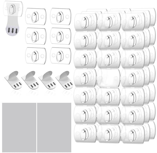 Ouligay 42 Stück Lichterketten-Clips mit 42 Mini-Klebestreifen, Clip für Lichterketten Mini Klebehaken Transparent Multifunktion Dekoration zum Aufhängen Von Clips für Zuhause Schule Draussen