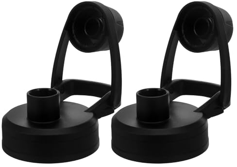 TOBBOMEY 2pcs Spill-Proof Replacement Lid for Wide Mouth Insulated Bottle Black Round Mug Cover Leakproof Spout, Travel Cap Lids for Sports and Household Use