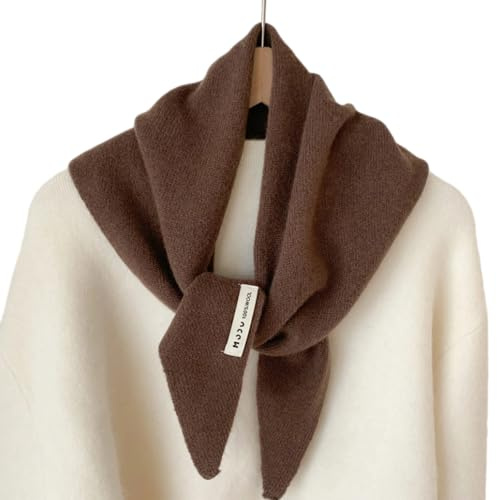 Bafiwu Knitted Triangular Scarf for Women, Neck Scarf for Women,Headscarf Knitted Scarf Multi-Functional Warm Knitted Scarf(Coffee)