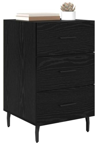 vidaXL Nachttisch Schwarz Eichen-Optik 40 x 40 x 66 cm Holzwerkstoff, Rustikaler Nachttisch, kompakte Kommode, dekorativer Tisch, Stauraum, funktionales Möbelstück, stylischer Organizer