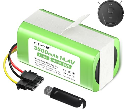 CITYORK 3500mAh/14,4V Ersatzakku für Eufy L50/L60 SES, für iRobot Roomba Y0110/Y011040, Y0140, Y0112, Q0120, Xiaomi Mop 2 Lite, MJSTL, BHR5217EU Staubsauger Akku