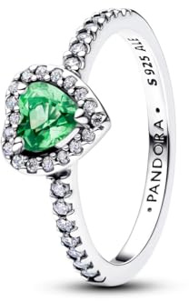 PANDORA Damen Ring Silber Herz Relief Mintgrün 198421C08